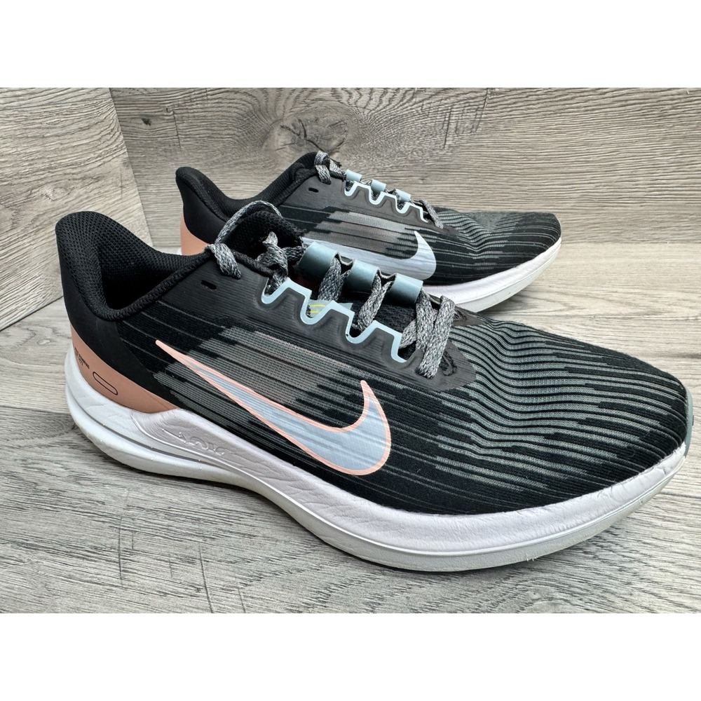 Nike Air Winflo 9 Black Running Shoes Athletic Sneakers DD8686-004 Womens 8 - Picture 2 of 13